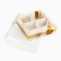 Коробка под 4 конфеты с ячейками &laquo;Поздравляю&raquo;, 10 х 10 х 3 см