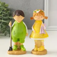 Сувенир полистоун "Малышка и мальчишка вафельные наряды" набор 2 шт 5,7х6,8х15 см