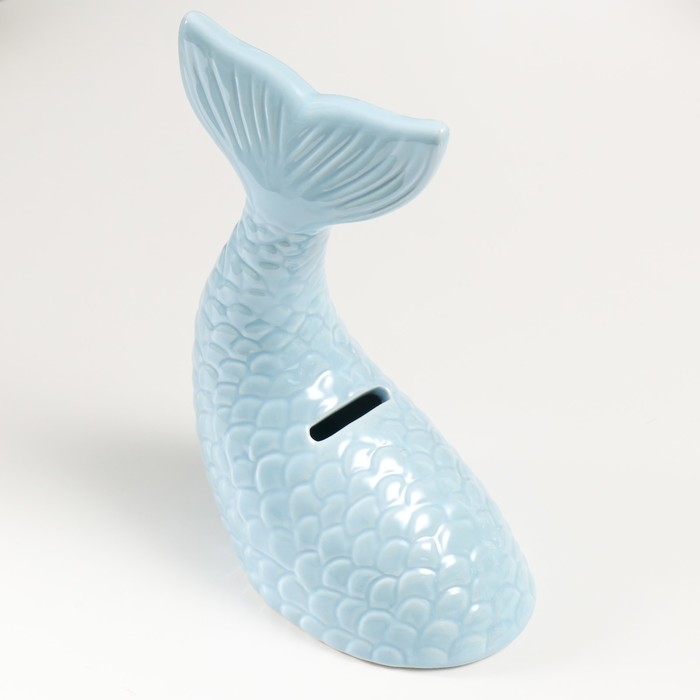 Копилка керамика "Хвост русалки" голубой перламутр 16х9х18,8 см