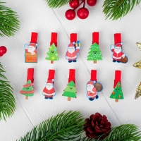 Набор для фото и декора "Новый год", в наборе прищепки 10 шт., верёвка &mdash; 100 см