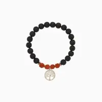 Браслет "Древо жизни" лава, рудракша, длина 18 см, цв. чёрный, коричневый