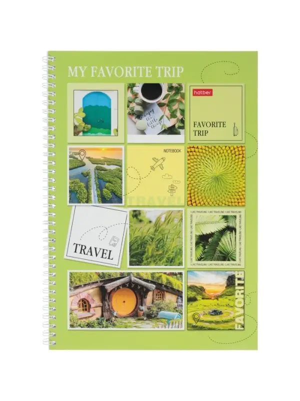 Тетрадь А4 80л кл Hatber "TRAVEL", на греб, перф на отрыв, многоцв срез, глянц лам 2В МИКС