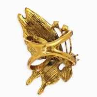 Кольцо для платка "Бабочка профиль", цвет белый в чернёном золоте