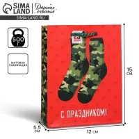 Пакет подарочный ламинированный, упаковка, &laquo;С 23 февраля&raquo;, S 12 х 15 х 5.5 см