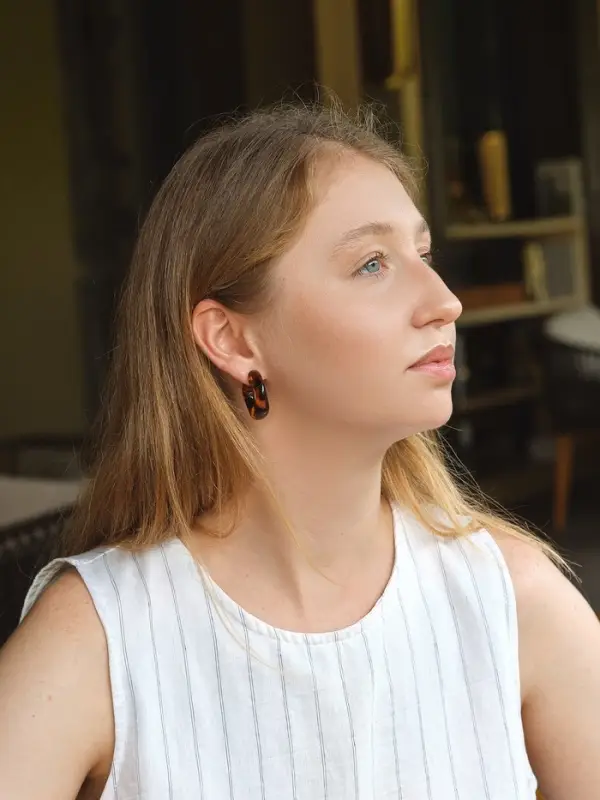 Набор серьги "Леопард" сердце, цветной в золоте