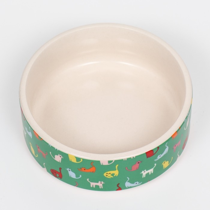 Миска керамическая "Котэ" 200мл,  10,5 х 4 см, зелёная