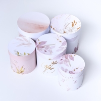 Набор круглых коробок 5 в 1  "Нежный образ" , 20 х 20 -14 х 14 см