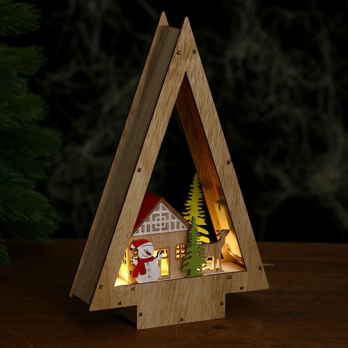 Декор с подсветкой &laquo;Домик в виде ёлки&raquo; 18 &times; 5 &times; 28 см