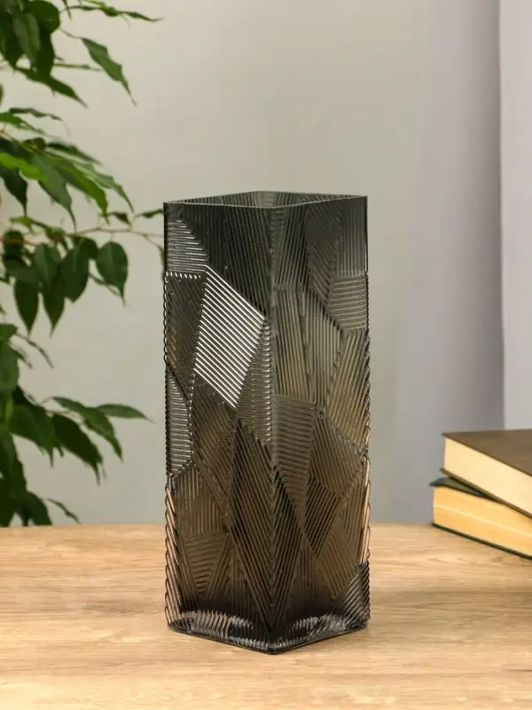 Ваза стекло настольная "Джойс" 30х10 см, серый