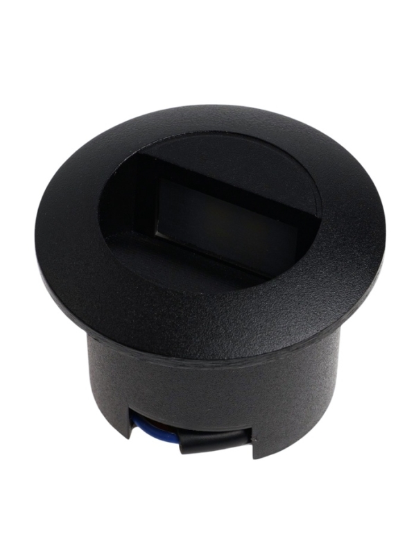 Встраиваемый светильник для лестницы, IP65, 3 Вт, 6500К, 50х50, круг, черный