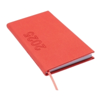 Еженедельник датированный 2025 года, 85х145 мм, 64 листа ESCALADA, твердая обложка из искусственной кожи, блинтовое тиснение, блок 70 г/м&sup2;, коралловый