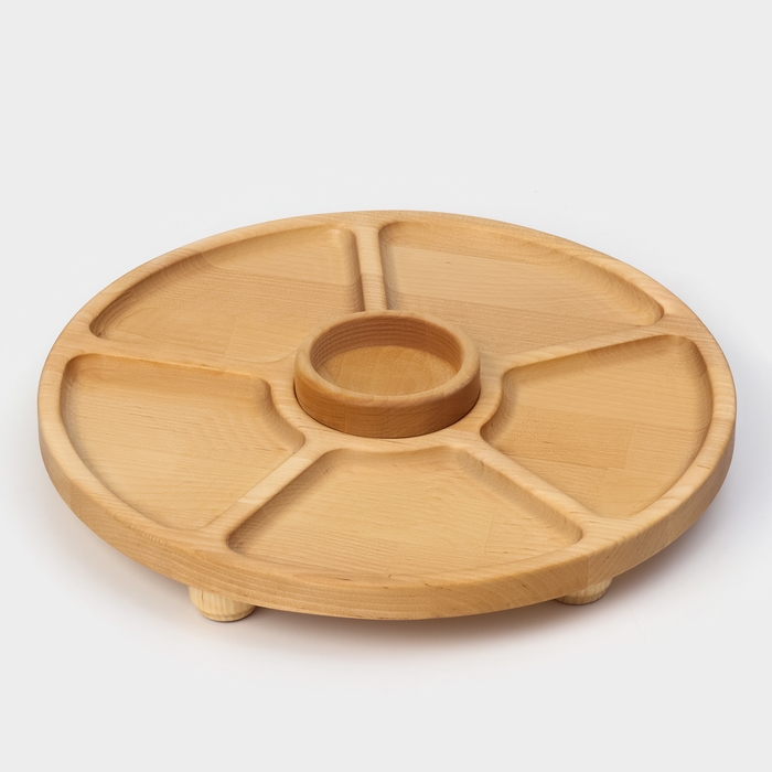 Подарочный набор деревянной посуды Adelica &laquo;Фортуна&raquo;, менажница на ножках с соусницей, d=30 см, 70 мл, берёза