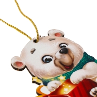 Ёлочная деревянная подвеска &laquo;Новый год! Белый мишка&raquo;