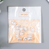 Бусины для творчества пластик "Жемчуг в форме камешка" набор 12 шт 1,2х0,6х0,7 см