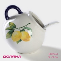 Сахарница с ложкой Доляна &laquo;Лимон&raquo;, 200 мл, цвет белый