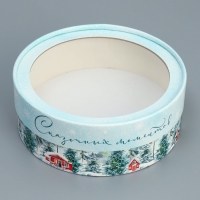 Коробка для макарун тубус с окном &laquo;Сказочных моментов&raquo;, 16 х 16 х 5 см, Новый год