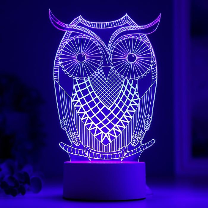 Светильник "Большой филин" LED RGB от сети 9,5х13х22см RISALUX