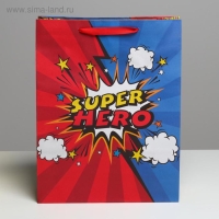 Пакет подарочный крафтовый вертикальный, упаковка, &laquo;Супер герой&raquo;, L 31 х 40 х 11,5 см