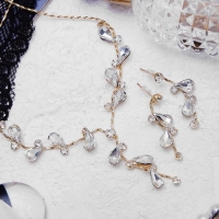 Набор 2 предмета: серьги, колье &laquo;Изумление&raquo; цветение, цвет белый в золоте, 42 см