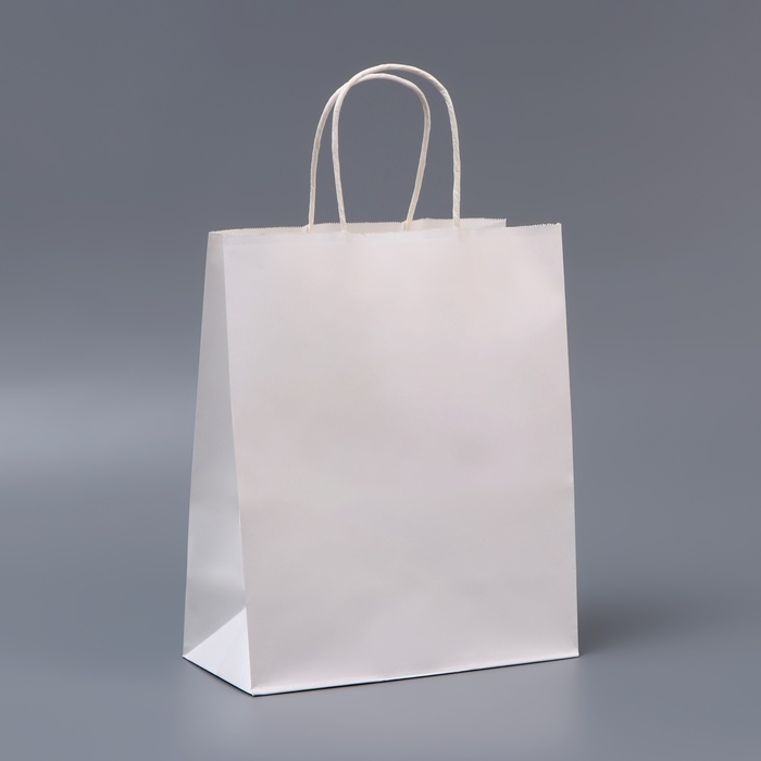Пакет белый без печати, круглая ручка, 27 х 21 х 11 см, 120 г