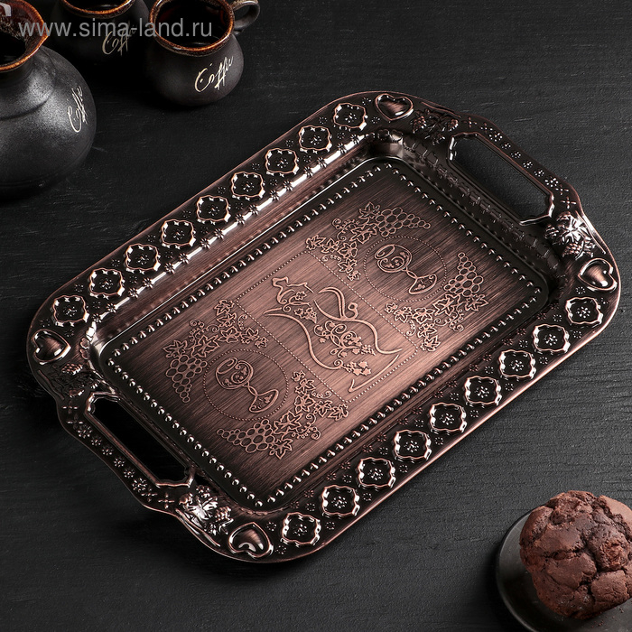 Поднос из нержавеющей стали &laquo;Дарк&raquo;, 35&times;26&times;3 см, цвет бронзовый