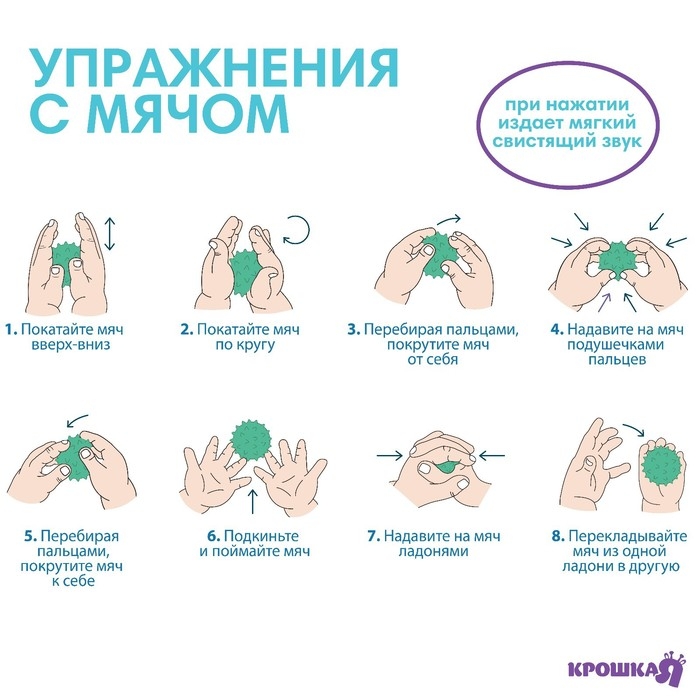 Набор развивающих тактильных мячиков &laquo;Цвета и формы&raquo;, с пищалкой, 6 шт, Крошка Я