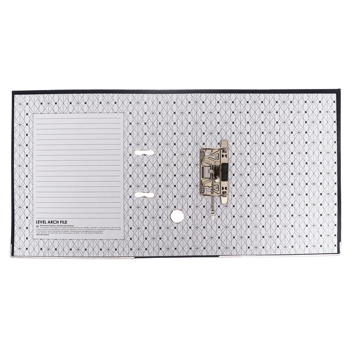 Папка-регистратор А4, 75 мм, Calligrata, ПВХ, тиснение "лен", металлическая окантовка, карман на корешок, собранная, черная, микс