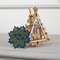 Ёлочная игрушка &laquo;Ёлочка с медведем&raquo;, от батареек, свечение тёплое белое