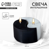 Свеча интерьерная &laquo;Инь-Ян&raquo;, черно-белая
