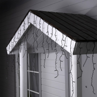 Гирлянда &laquo;Бахрома&raquo; 3 &times; 0.6 м, IP44, УМС, тёмная нить, 160 LED, свечение бело-синее, мигание, 220 В