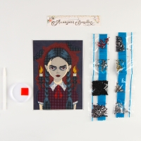 Алмазная мозаика на хеллоуин с частичным заполнением на холсте &laquo;Мрачная девочка&raquo;, 15 х 21 см