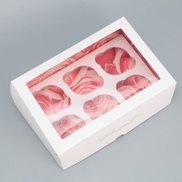 Коробка для капкейков, кондитерская упаковка двухсторонняя, 6 ячеек &laquo;Розы&raquo;, 25 х 17 х 10 см