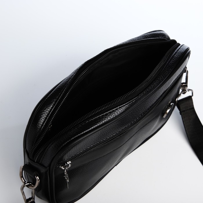 Сумка мужская через плечо, искусственная кожа, цвет чёрный