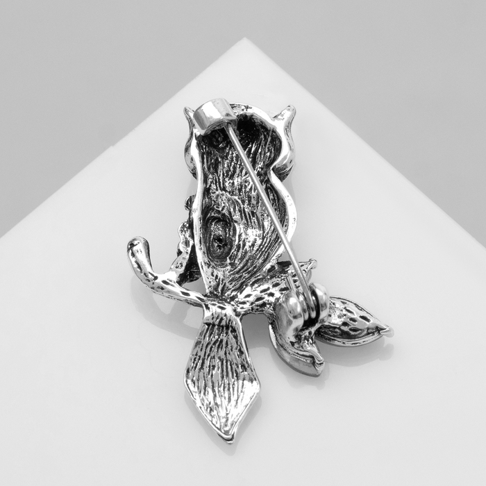 Брошь «Сова на ветке», цвет голубой в чернёном серебре Брошь «Сова на ветке», цвет голубой в чернёном серебре