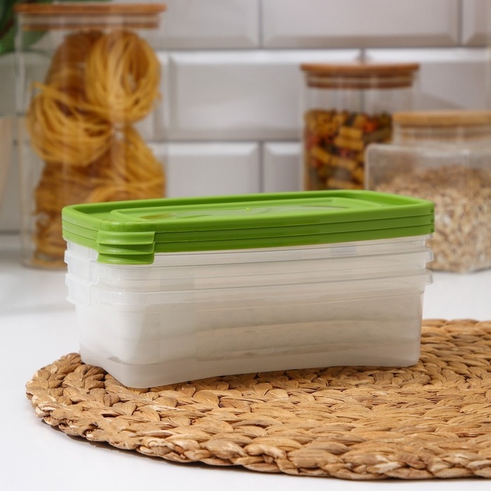 Набор контейнеров пищевых &laquo;Каскад&raquo;, 700 мл, 3 шт, прозрачный, крышка микс