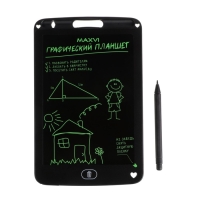 Графический планшет для рисования и заметок LCD Maxvi MGT-01, 8.5&rdquo;, угол 160&deg;,CR2016, черный