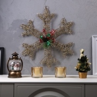 Светодиодная фигура &laquo;Снежинка с бусинами&raquo; 50 см, металл, 220 В, свечение тёплое белое