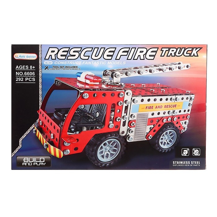 Конструктор металлический &laquo;Пожарная машина&raquo;, 292 детали