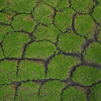 Мох искусственный, декоративный, полотно 1 &times; 1 м, рельефный, камни, зелёный с щепой, Greengo