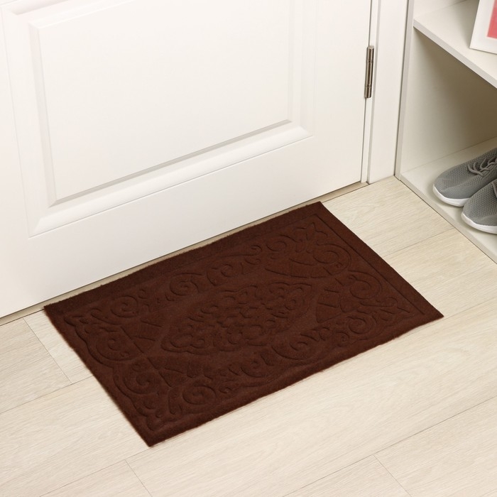 Коврик влаговпитывающий придверный Доляна &laquo;Восточная сказка&raquo;, без окантовки, 38&times;57 см, цвет коричневый