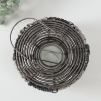 Подсвечник пластик на 1 свечу "Лист из лозы" чёрно-белый 11х22х18 см