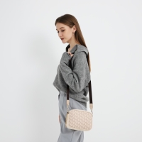 Сумка женская молодёжная текстильная NK, 19х14х6 см, бежевый цвет