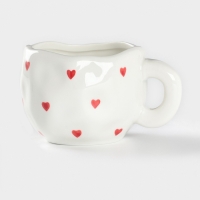 Чайная пара Доляна &laquo;Любовь&raquo;, чашка 220 мл, блюдце d=16 см, ручная роспись, керамика, белая