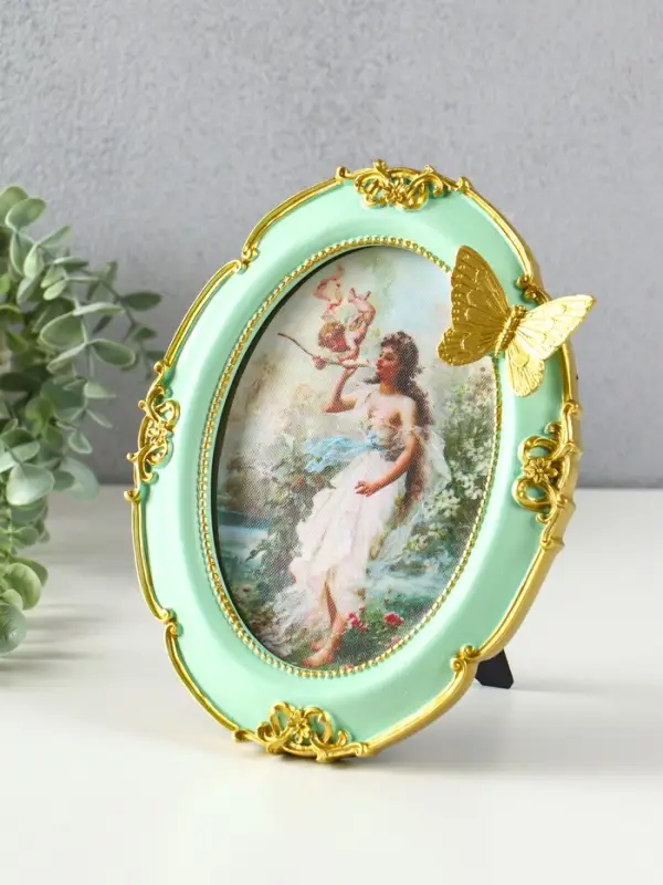 Фоторамка полистоун 13х18 см "Золотая бабочка" бирюза 23х18х2 см