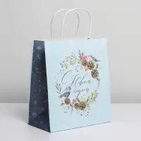 Пакет подарочный новогодний крафтовый &laquo;Морозное утро&raquo;, 22 х 25 х 12 см