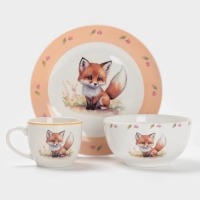 Набор детской посуды 3 предмета Доляна "Лисенок" кружка, миска, тарелка