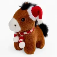 POMPOSHKI мягкая игрушка Лошадка, в шапочке, коричневая