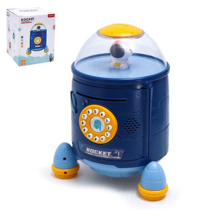 Копилка &laquo;Ракета&raquo;, свет, звук, засасывает купюры, цвет синий