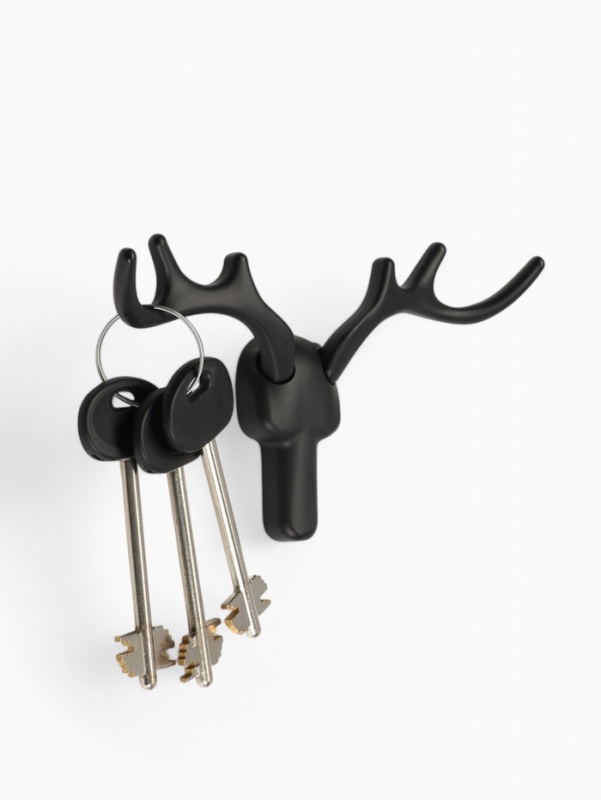 Крючок мебельный CAPPIO "Олень", двухрожковый, цвет черный