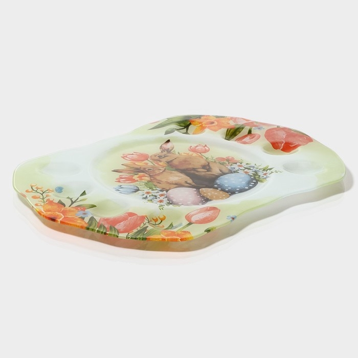 Подставка стеклянная для яиц Доляна &laquo;Акварель&raquo;, 8 ячеек, 38&times;27 см